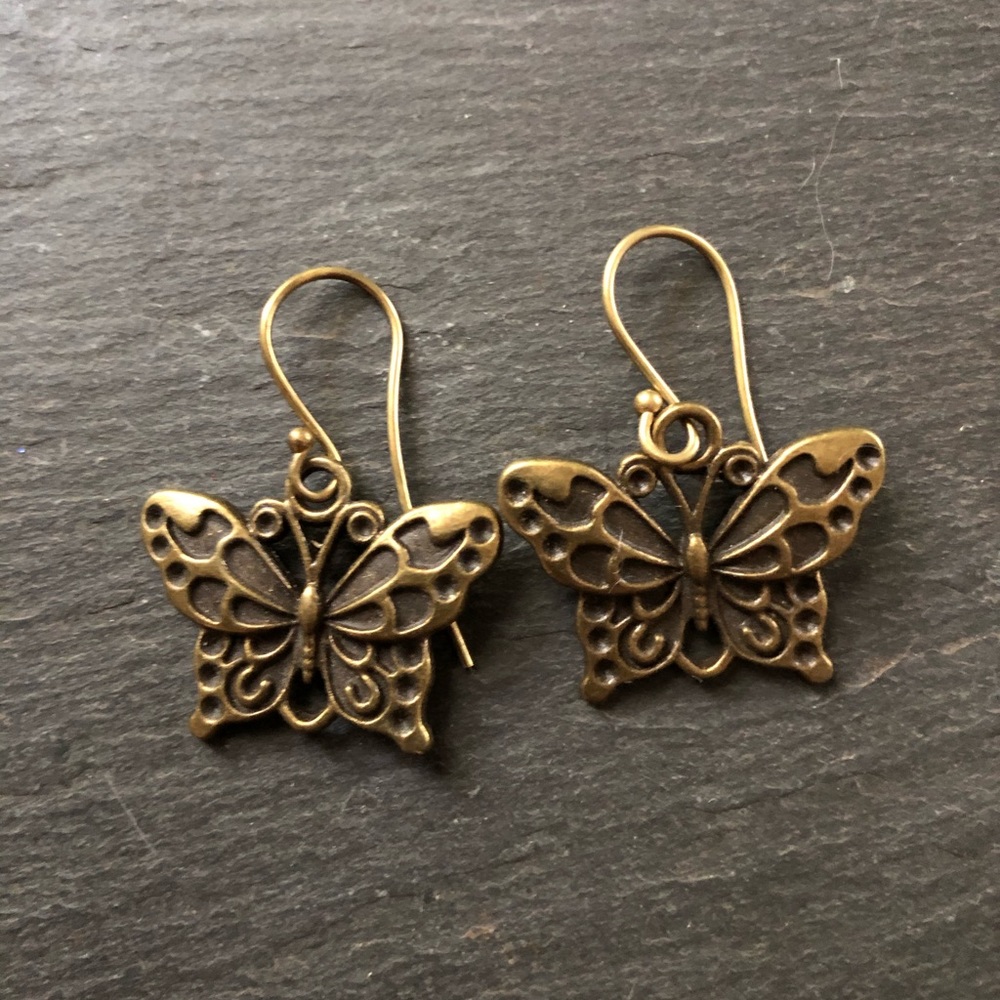 Brass butterfly earrings